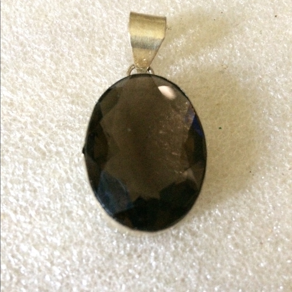 Vintage silver smoke quartz pendent